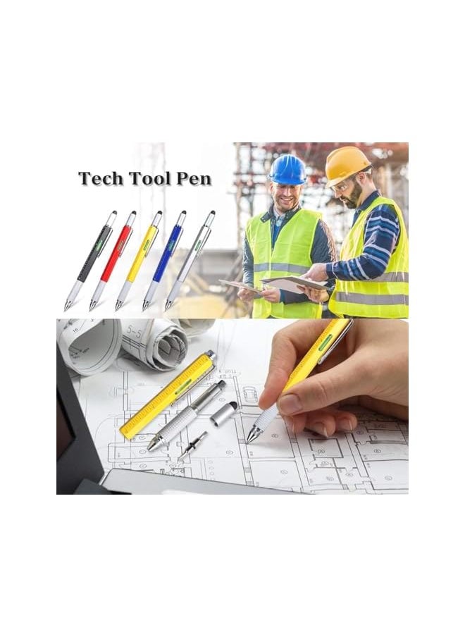 PROMASS - promass 6 in 1 Multitool Pen, Pocket MultiTool with Stylus Ruler Level Screwdriver Ballpoint Touch Screen Pen, Cool Must-Have Gadgets Birthday Gifts for Woodwork Electrical Engineers, Yellow and Black - Image 1
