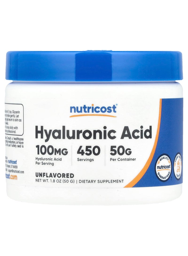 Nutricost Hyaluronic Acid, Unflavored, 1.8 oz (50 g)