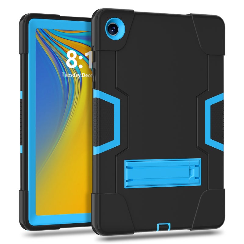 erorex For Samsung Galaxy Tab A9+ Contrast Color Silicone Pc Tablet Case With Holder(Black + Blue) - Image 2