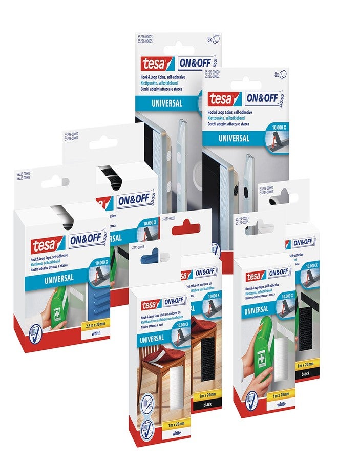 tesa On & Off General Purpose Stick on Tape - Self-Adhesive Hook & Loop Tape for Quick Fastening of Light Objects - White, 2 cm x 100 cm - Image 4
