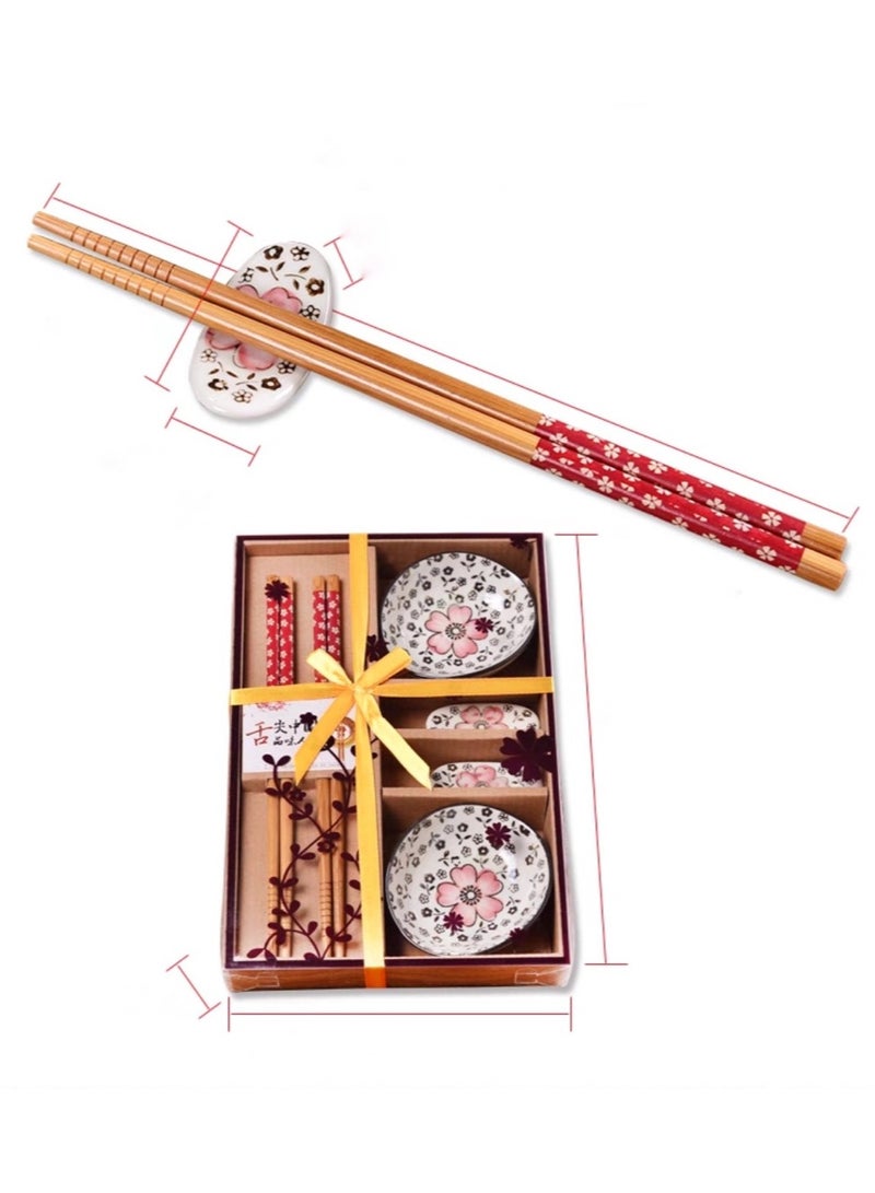 A set of 6-piece natural bamboo chopsticks in red  - Image 4