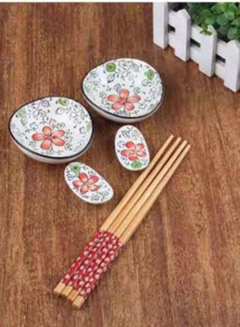 A set of 6-piece natural bamboo chopsticks in red  - Image 5