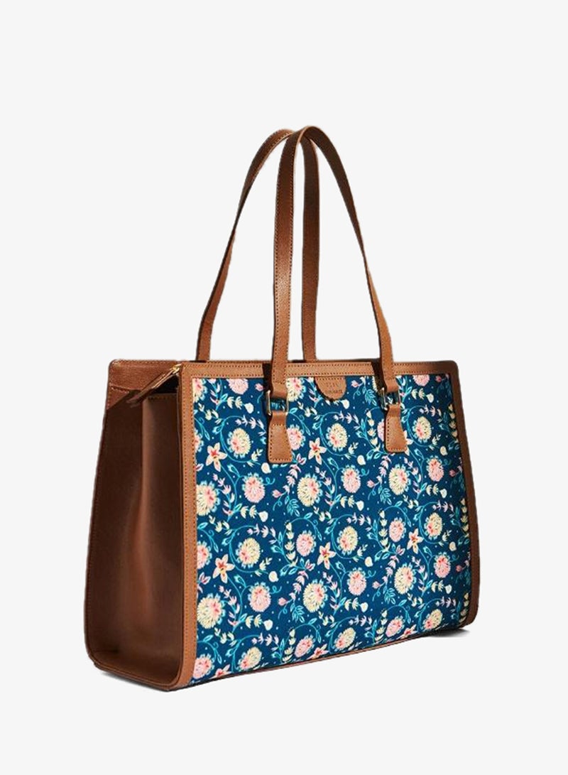Chumbak Teal By Chumbak Blue Bloom Office Tote - Image 5