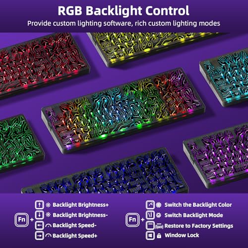 ZORNHER ZH980 Wireless Mechanical Gaming Keyboard,95% Black Hot-Swappable Custom Creamy Keyboard with Number Pad,Black Topographic Keycaps,Creamy Sounding Linear Switches,Full Size,2.4GHz/USB-C/BT5.0 - Image 4