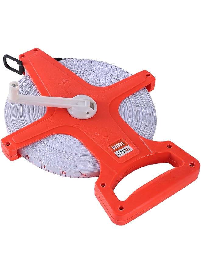 بي إم بي تولز شريط قياس من الألياف الزجاجية بطول 100 متر لقياس المسافات الطويلة والكسور والمقاييس المترية، شريط قياس مميز للمضمار والميدان مفتوح البكرة للمقاولين ومصممي المناظر الطبيعية والبناء والمساحة الأرضية - Image 3