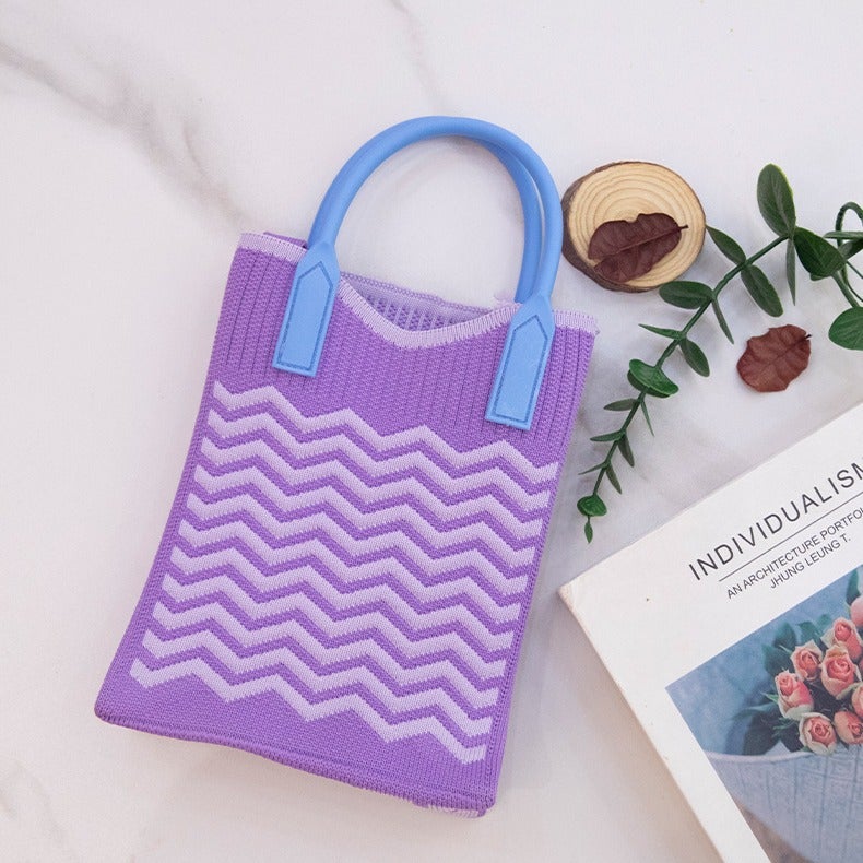 Crossbody Bag Corrugated 2024 Portable Simple Travel Collocation Knitted Handbag Student Casual Bag Large Capacity Mobile Phone - Image 4