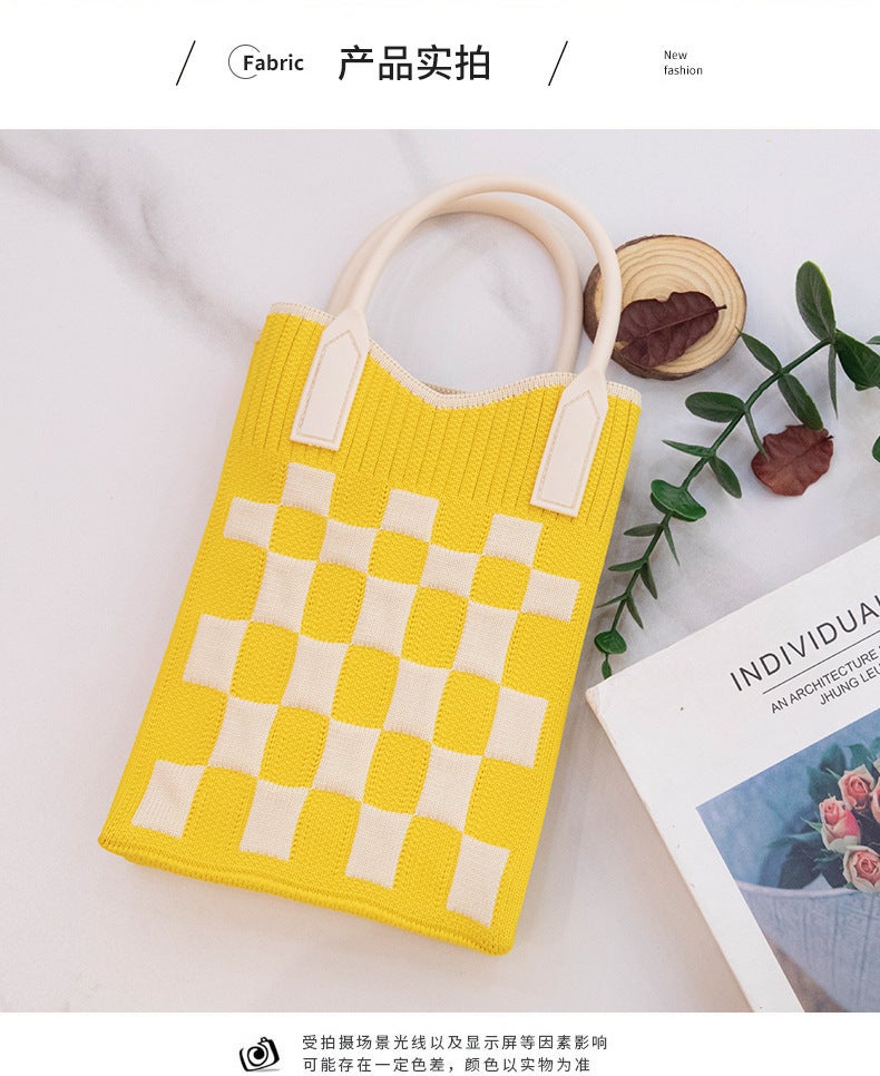 Crossbody Bag Corrugated 2024 Portable Simple Travel Collocation Knitted Handbag Student Casual Bag Large Capacity Mobile Phone - Image 1