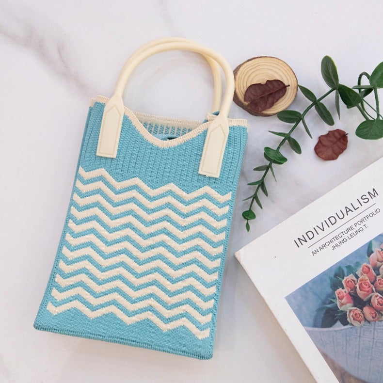 Crossbody Bag Corrugated 2024 Portable Simple Travel Collocation Knitted Handbag Student Casual Bag Large Capacity Mobile Phone - Image 2