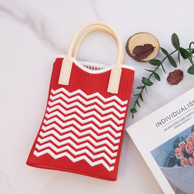Crossbody Bag Corrugated 2024 Portable Simple Travel Collocation Knitted Handbag Student Casual Bag Large Capacity Mobile Phone - Image 3