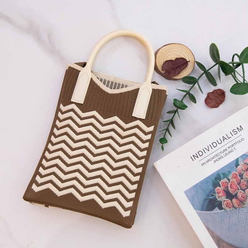 Crossbody Bag Corrugated 2024 Portable Simple Travel Collocation Knitted Handbag Student Casual Bag Large Capacity Mobile Phone - Image 5