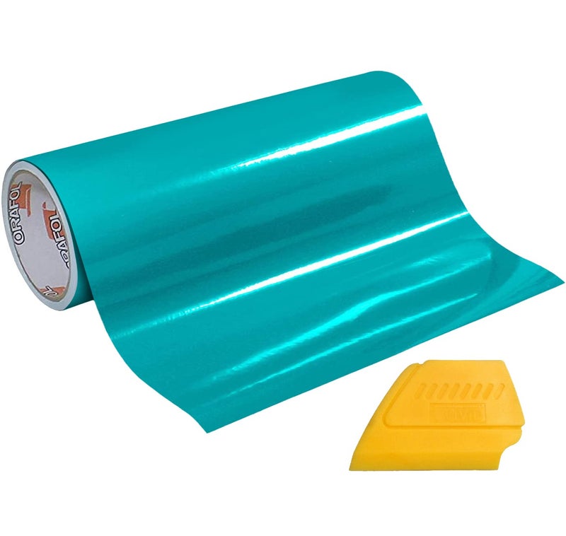 ORACAL VViViD ORACAL 651 MultiColored Vinyl SolventBased AdhesiveBacked Calendared Wrap Decals wYellow MultiPurpose Squeegee 12x 5ft Turquoise Blue