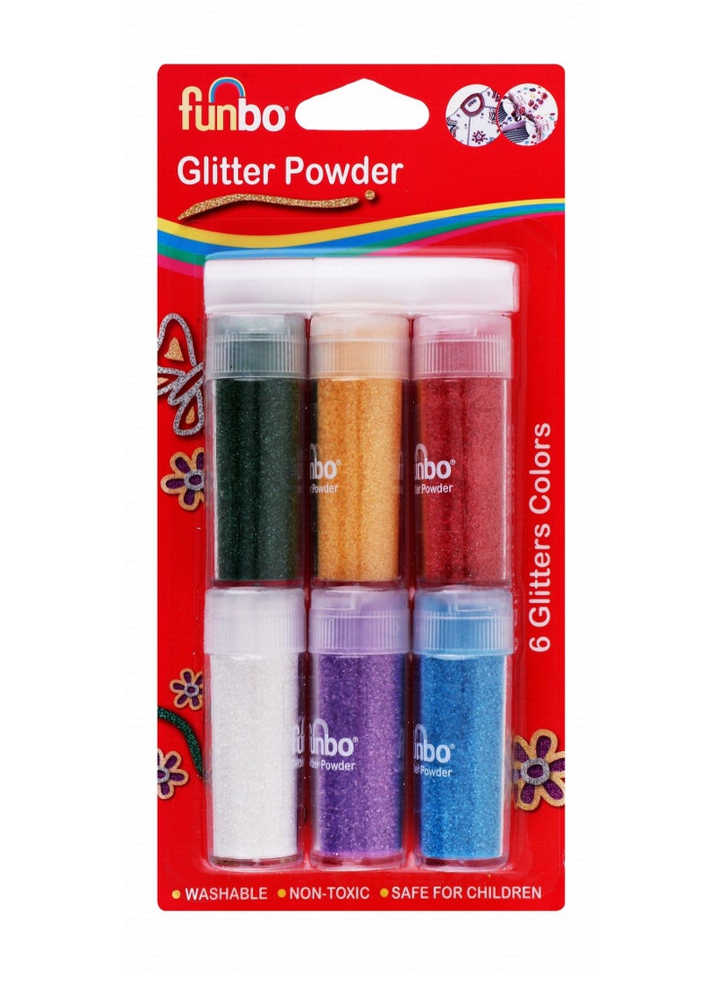 Funbo 6-Piece Glitter Powder With A Pack Of Glue 
