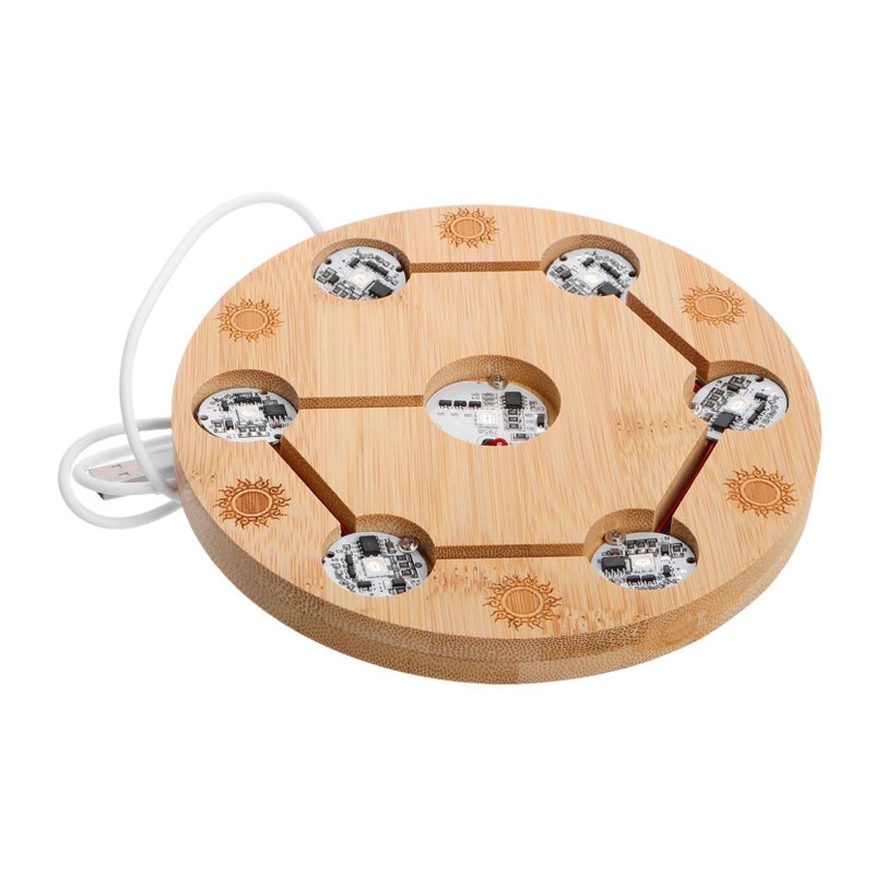 Wood Base Crystal Ball Stand with Adjustable LED Lights for Globe Display - Image 2