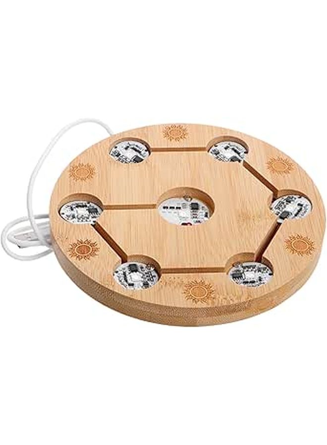 Wood Base Crystal Ball Stand with Adjustable LED Lights for Globe Display - Image 1