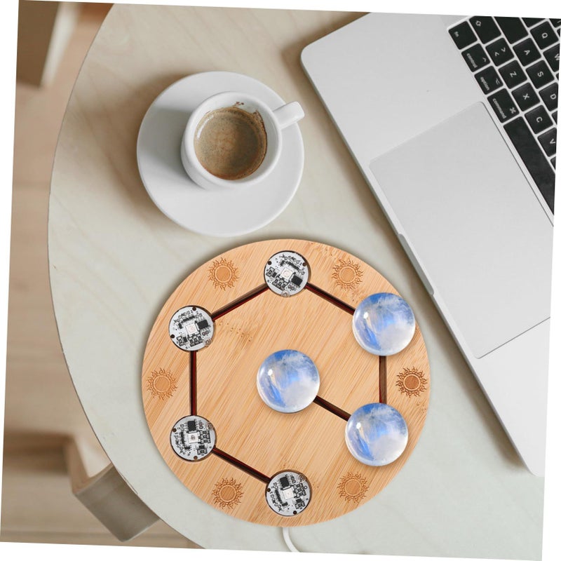 Wood Base Crystal Ball Stand with Adjustable LED Lights for Globe Display - Image 5