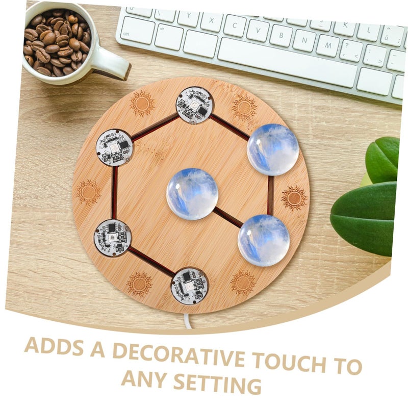 Wood Base Crystal Ball Stand with Adjustable LED Lights for Globe Display - Image 4