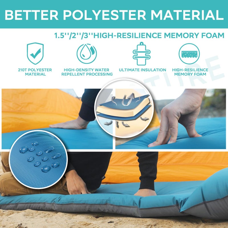 Clostnature Self Inflating Sleeping Pad for Camping - 1.5/2/3 inch Camping Pad, Lightweight Inflatable Camping Mattress Pad, Insulated Foam Sleeping Mat for Backpacking, Tent, Hammock - Image 4