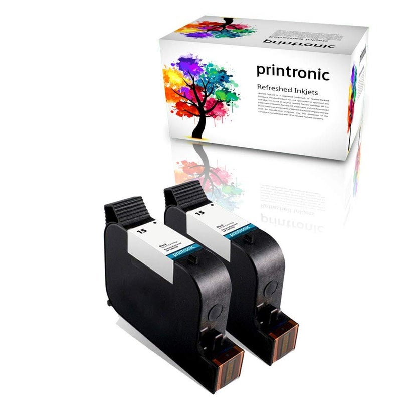 Printronic Remanufactured Ink Cartridge Replacement for HP 15 C6615DN (2 Black) 2 Pack