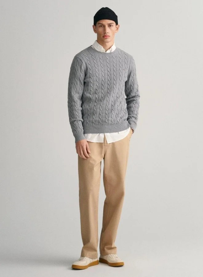 GANT Gant Cotton Cable Knit Crew Neck Sweater