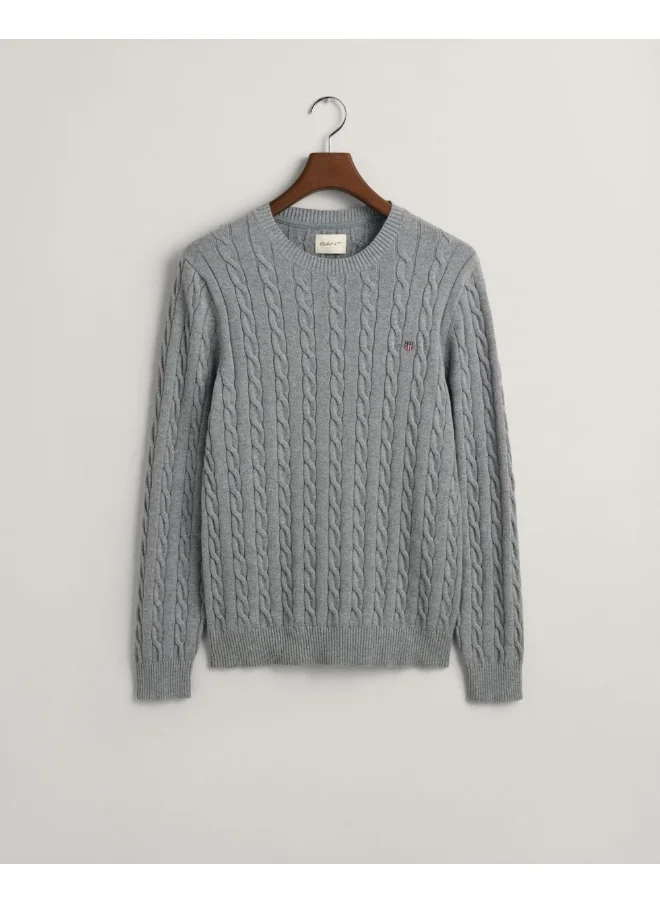 غانت Gant Cotton Cable Knit Crew Neck Sweater