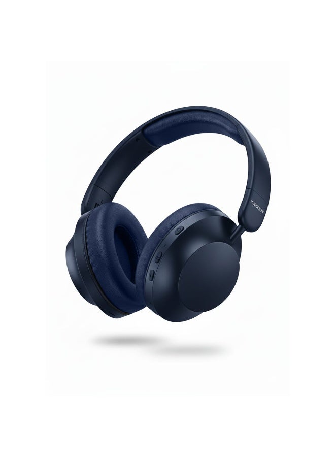 X-SCOOT XS-651 Stereo Bass Headphones with Hi-Res Audio, Simple Folding Design, Extra-Soft Cushions, Voice Assistant Ready, 3.5mm AUX-In, Hands-Free Calls , Lightweight and Easy to Carry - Blue - Image 1