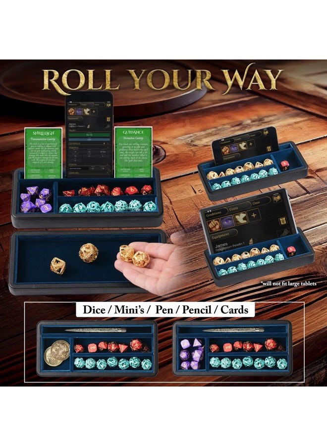Soar Forge Sanctum Dice Box - Premium Case & Dice Tray for DND - Phone/Pen Slot, Magnetic Lid and Storage for your Sets, Mini's and More - Felt-Lined Vault Holder for D&D and RPG - Image 5