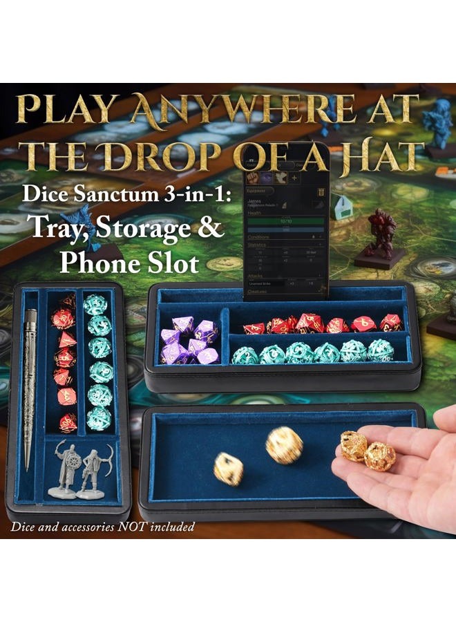 Soar Forge Sanctum Dice Box - Premium Case & Dice Tray for DND - Phone/Pen Slot, Magnetic Lid and Storage for your Sets, Mini's and More - Felt-Lined Vault Holder for D&D and RPG - Image 2