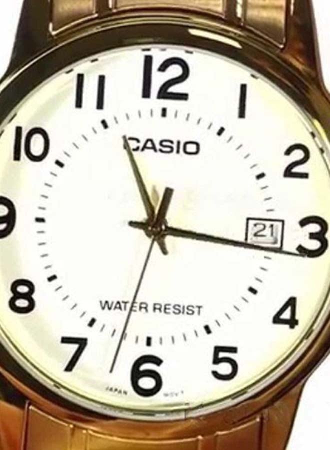 CASIO Men Stainless Steel Analog Quartz Watch MTP-V002G-7BUDF - 37 mm - Gold - Image 4