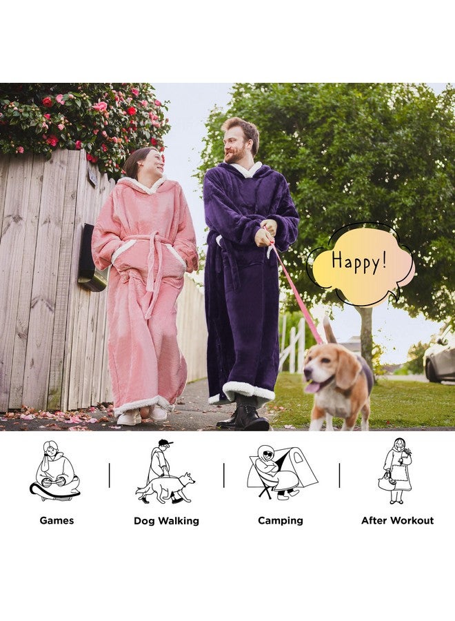 Bedsure Bedsure Wearable Blanket Hoodie, Cozy Long Hooded Blanket Sweatshirt as Mothers Day Hoodie Gifts for Mom Women, Standard, Dark Purple - Image 4