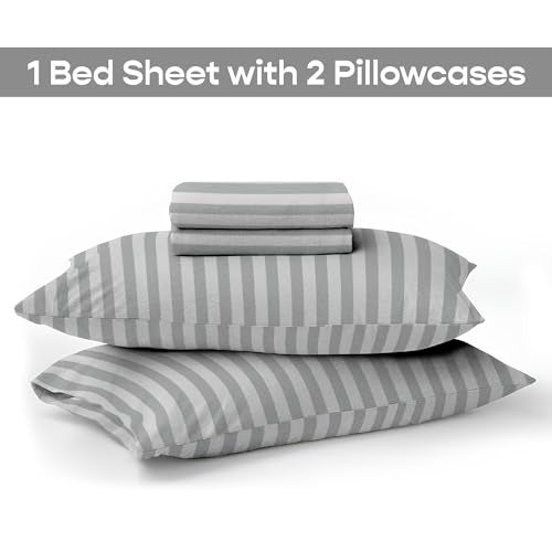 SleepyCat Jersey Fitted Sheet with 1 Complimentary Standard Pillow Cases | Knitted Jersey Fabric | Wrinkle and Iron Free Fitted Sheet Set, Zebra Stripe (Double Size, 72x48) - Image 3