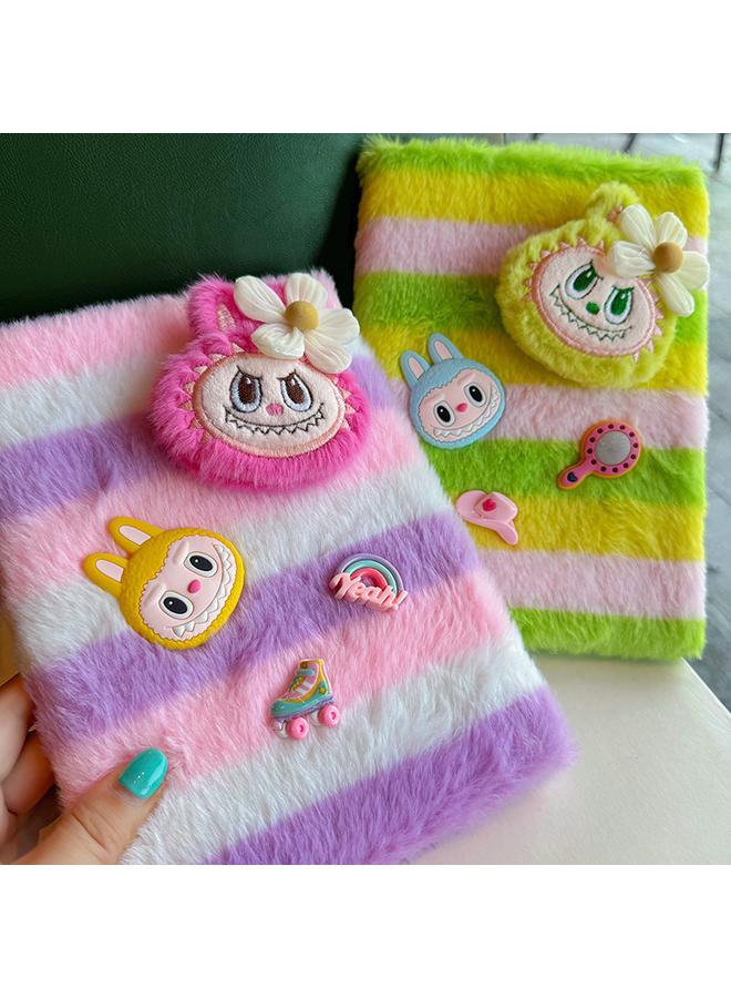 Bluejw Plush Gradient Notebook Girl's Heart Cartoon 3D Stereoscopic Internet Red Loose-leaf Removable Notebook For Students - Image 3