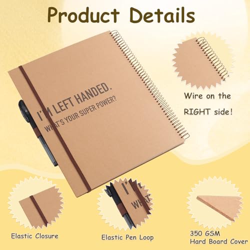 Urby Left Handed Notebooks College Ruled, 160 Pages 1 Subject, Hard Cover, Size 11" X 9", Ideal Gifts For Left Handed People. (Premium Paper 2 Pack) - Image 4