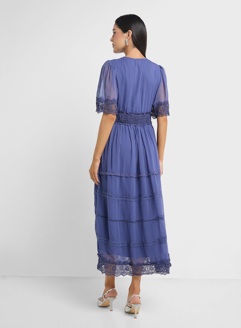 YAS Lace Trimmed Midi Dress - Image 2