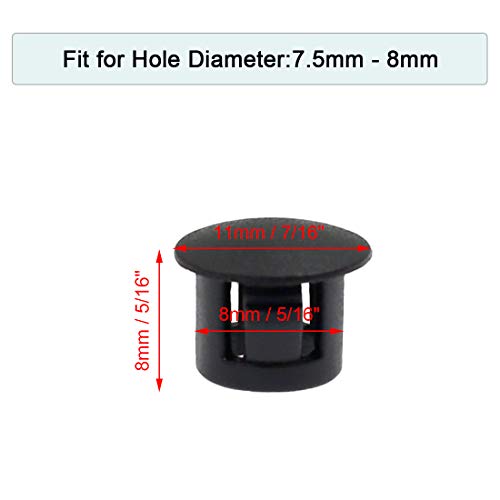 Suiwotin 60PCS 8mm (5/16") Black Hole Plugs Plastic Flush Type Snap-in Locking Tube, Furniture Fencing Post Pipe Insert End Caps - Image 2