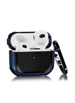 Airpods 3rd Generation Case for Men, Scratch-Proof Airpod Gen 3 Cases Protective Hard TPU Cover with Metal Carabiner Compatible for Apple iPod 3rd Generation Charging Case 2021, Blue