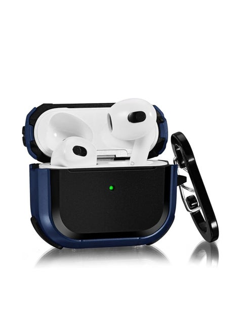 Airpods 3rd Generation Case for Men, Scratch-Proof Airpod Gen 3 Cases Protective Hard TPU Cover with Metal Carabiner Compatible for Apple iPod 3rd Generation Charging Case 2021, Blue
