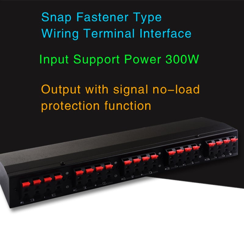 2 In 8 Out Power Amplifier Speaker Switcher Black Push-Button Selection - 8 Channel Speaker Selector Switch with Signal No-Load Protection for Multi-Speaker Audio Distribution - Image 2