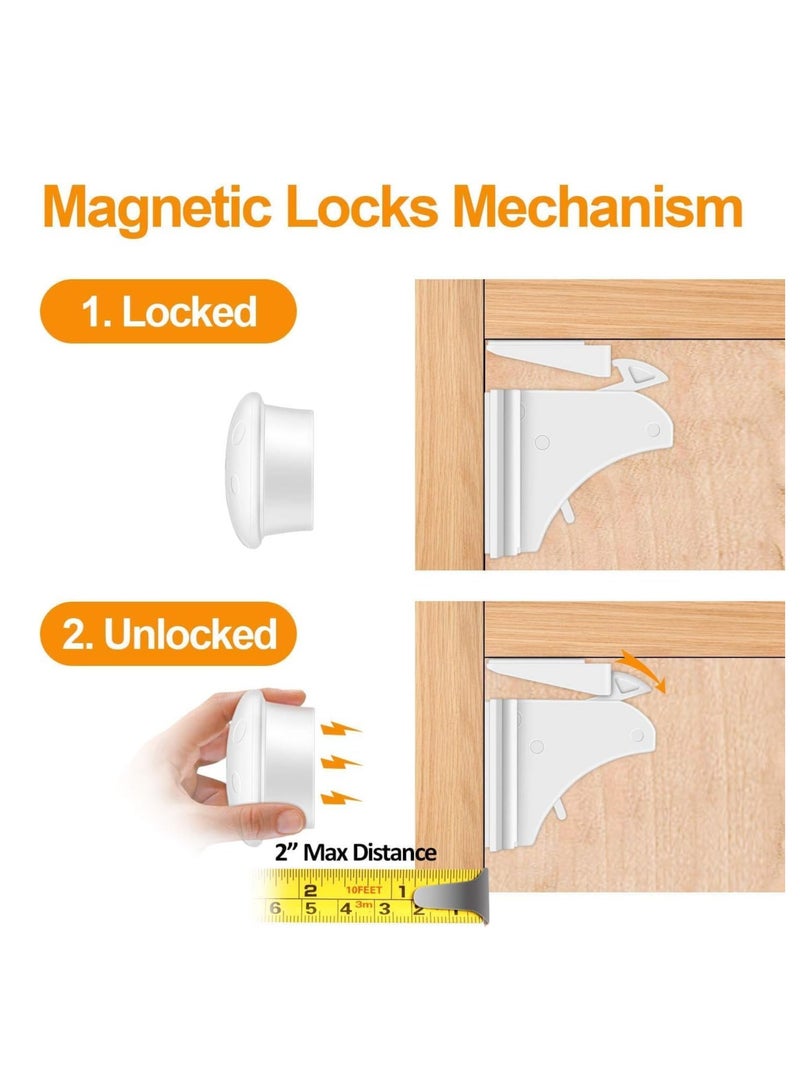 Dubkart Baby Proofing Magnetic Cabinet Locks Child Safety, LEHSGY Children Proof Cupboard Latches, Baby Safety No Screws or Drilling (White/ 8 & 2 Keys) - Image 3