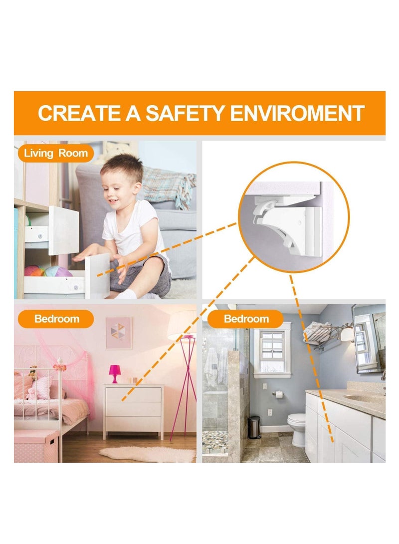 Dubkart Baby Proofing Magnetic Cabinet Locks Child Safety, LEHSGY Children Proof Cupboard Latches, Baby Safety No Screws or Drilling (White/ 8 & 2 Keys) - Image 5