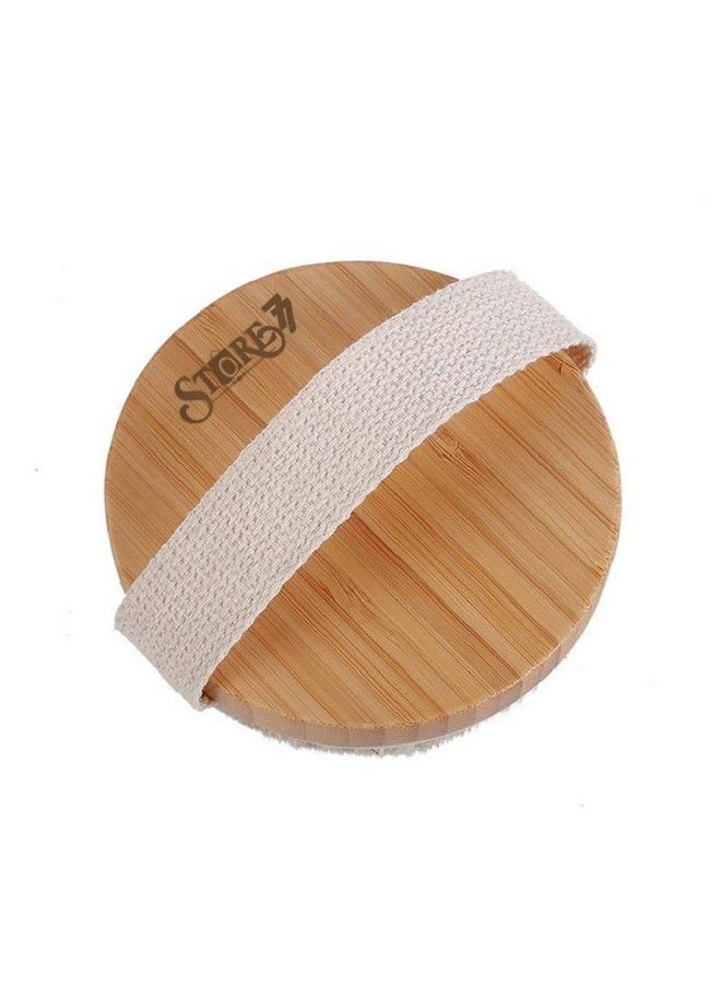 STORE77 Bamboo Bath Brush Bristle Massage Brush Bath Body Brush Round Head No Handle Brush Shower Brush Wet And Dry Brushing Body Scrubber With Soft And Stiff Bristles Suitable For All Kinds Of Skin - Image 3