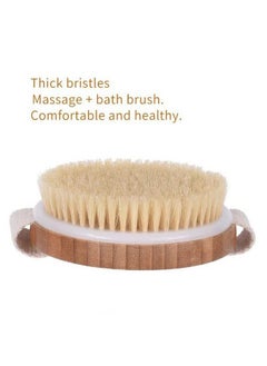 STORE77 Bamboo Bath Brush Bristle Massage Brush Bath Body Brush Round Head No Handle Brush Shower Brush Wet And Dry Brushing Body Scrubber With Soft And Stiff Bristles Suitable For All Kinds Of Skin  - Image 4