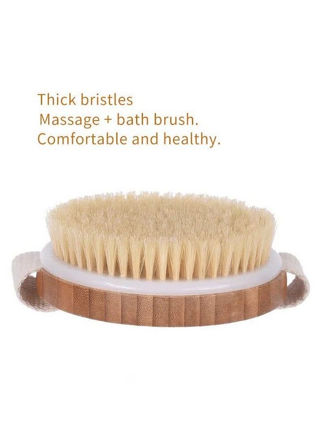 STORE77 Bamboo Bath Brush Bristle Massage Brush Bath Body Brush Round Head No Handle Brush Shower Brush Wet And Dry Brushing Body Scrubber With Soft And Stiff Bristles Suitable For All Kinds Of Skin - Image 4