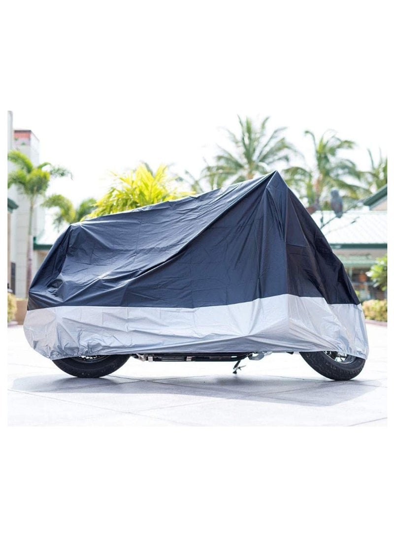 "غطاء دراجة نارية مقاوم للماء ومضاد للأشعة فوق البنفسجية للاستخدام الخارجي – غطاء متين للحماية من المطر والغبار والطقس القاسي – مناسب للسكوتر والموتوبيد ودراجات ATV والدراجات الترابية – تغطية كاملة لمقاومة الغبار وأشعة الشمس والمطر والثلج – مقاس XXL" - Image 5