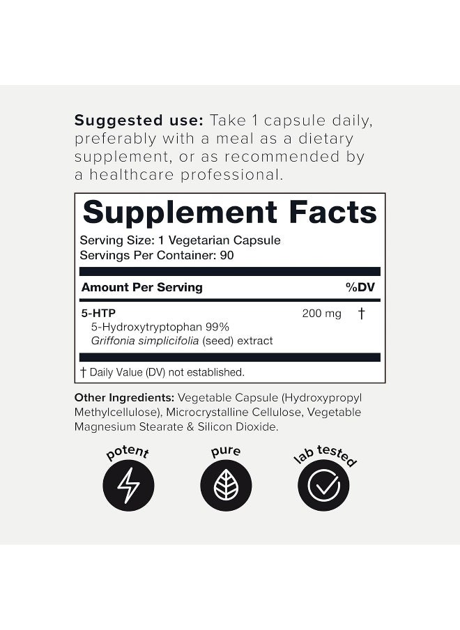 Toniiq Ultra High Strength 5Htp Capsules - 99%+ Highly Purified And Bioavailable - 12:1 Concentrated Extract - 200Mg - 90 Veggie Capsules  - Image 2