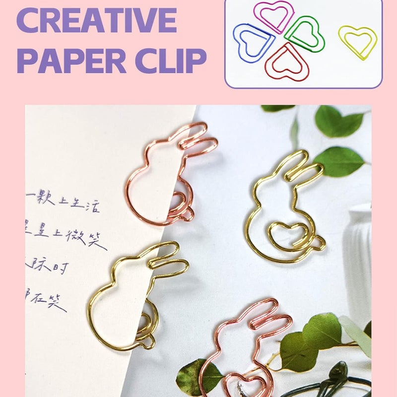 klarako Cute Bunny Paper Clips 50Pcs Rabbit Inspired Animal Marker Note Paperclip Ideal for Kids Lovely Paper Clamp Fastener Animal Themed Clamps - Image 3