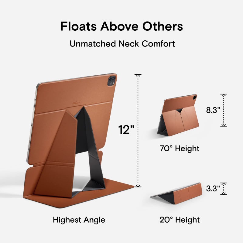 MOFT Tablet Case Compatible with Pro 12.9 in(4th/5th/6th Generation) Snap Float Folio Stand Scratch & Discolor Resistant, Light and Portable Tablet Stand (Brown) - Image 2