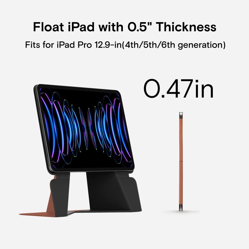 MOFT Tablet Case Compatible with Pro 12.9 in(4th/5th/6th Generation) Snap Float Folio Stand Scratch & Discolor Resistant, Light and Portable Tablet Stand (Brown) - Image 3