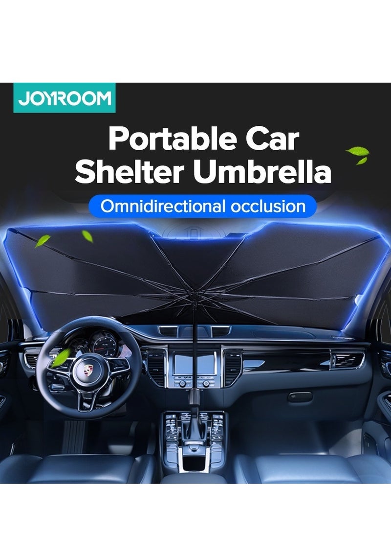 JOYROOM Car Sun Shade, for Car Front Windshield, Car Umbrella Sun Shade Cover, Foldable Anti-UV Rays & Sun Heat Protection Umbrella, Sunshade for Cars, Fits All Car Sedan SUV - 6 MONTHS WARRANTY  - Image 1