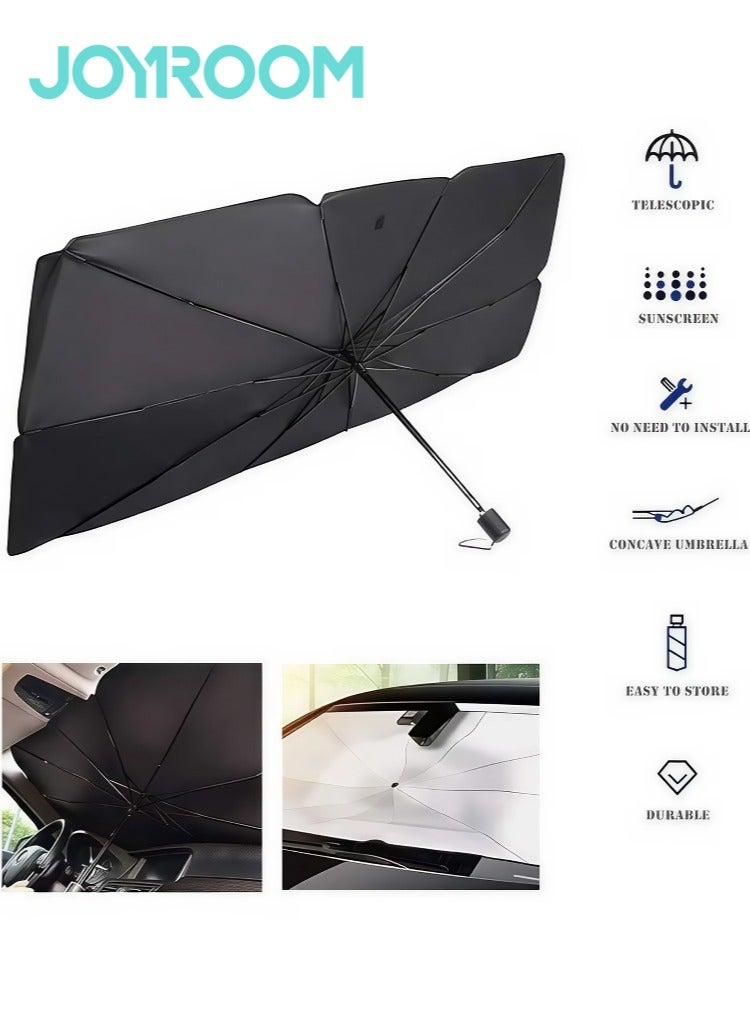 JOYROOM Car Sun Shade, for Car Front Windshield, Car Umbrella Sun Shade Cover, Foldable Anti-UV Rays & Sun Heat Protection Umbrella, Sunshade for Cars, Fits All Car Sedan SUV - 6 MONTHS WARRANTY  - Image 3