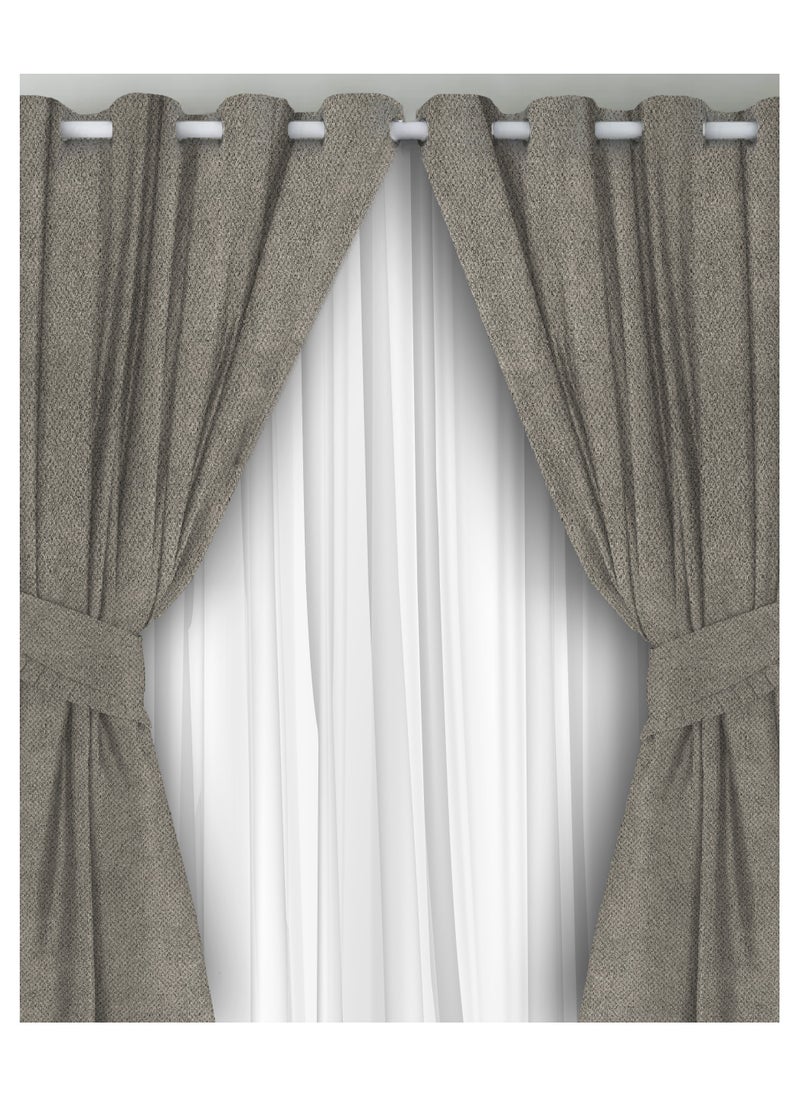 Naguib Selim Curtains House Ashly Semi Leather Soft Velour Fabric Steel Grommets For Living Rooms 1 Piece-140 x 280 cm  - Image 1